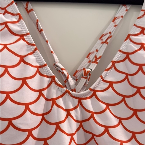 NWT CUPSHE Stylish Orange and White  One Piece Swimsuit sz 8 - Picture 3 of 4